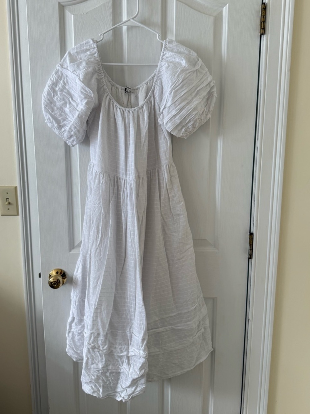 Madewell White Puff-Sleeve Cotton Dress